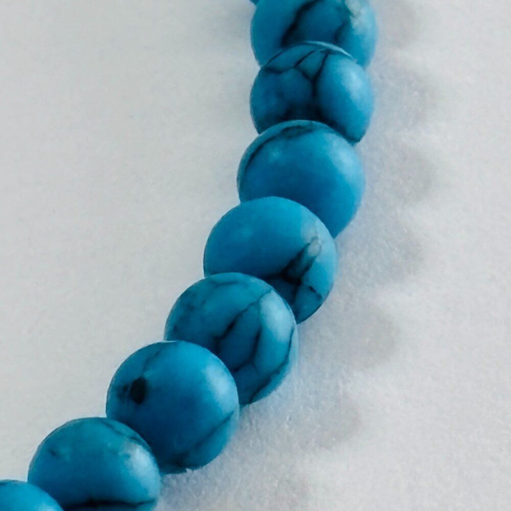 Turquoise Blue Beaded Bracelet 7.5” Southwestern Boho - Picture 2 of 7
